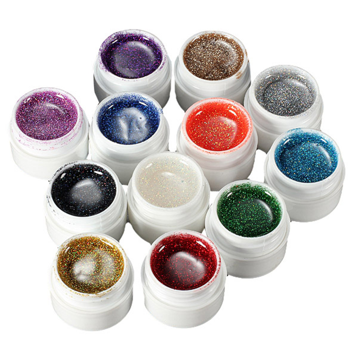 

12 Mix Colors Nail Art False French Glitter UV Gel Builder Polish Set