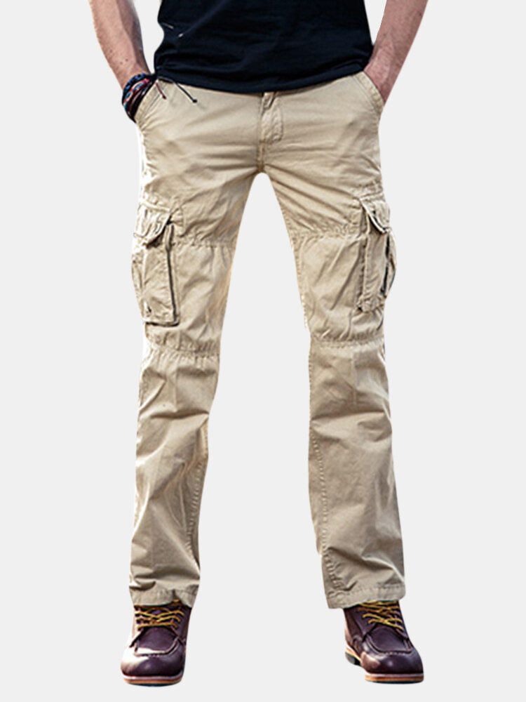 

Mens Cotton Cargo Pants Outdoor Trousers with Muti-Pockets, Army grey navy khaki black