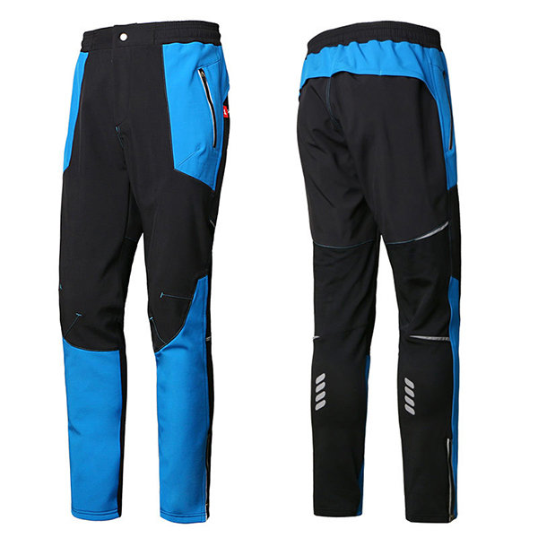 

Mens Outdoor Elastic Waist Soft Shell Warm Fleece Lining Windproof Waterproof Thicken Sport Pants, Green blue orange