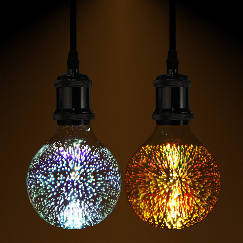 

3D Fireworks E27 G80 LED Retro Edison Decor Glass Bulb Light Lamp AC85-265V Cafe Home Decor, Warm white white