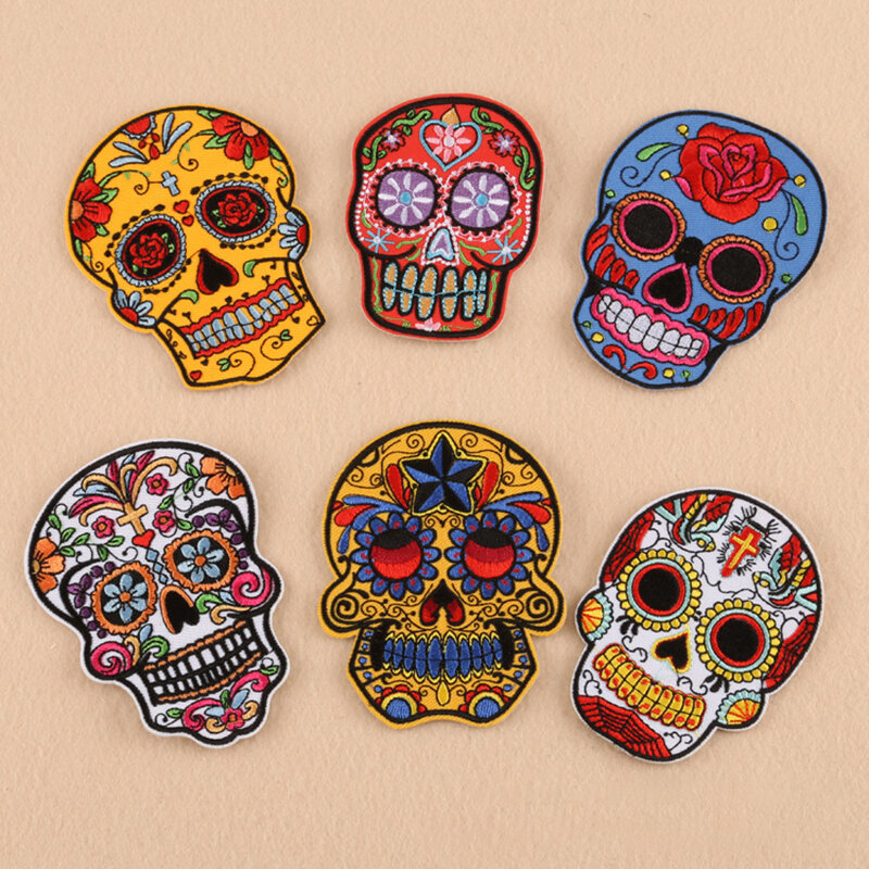 

10*8cm Colorful Skull DIY Sewing Patch, White