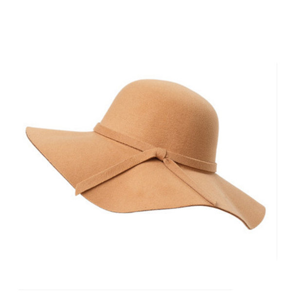 

Women Ladies Fedora Floppy Wide Large Brim Beach Sun Hats Woolen Bucket Hat, Black royal blue rose navy wine red camel