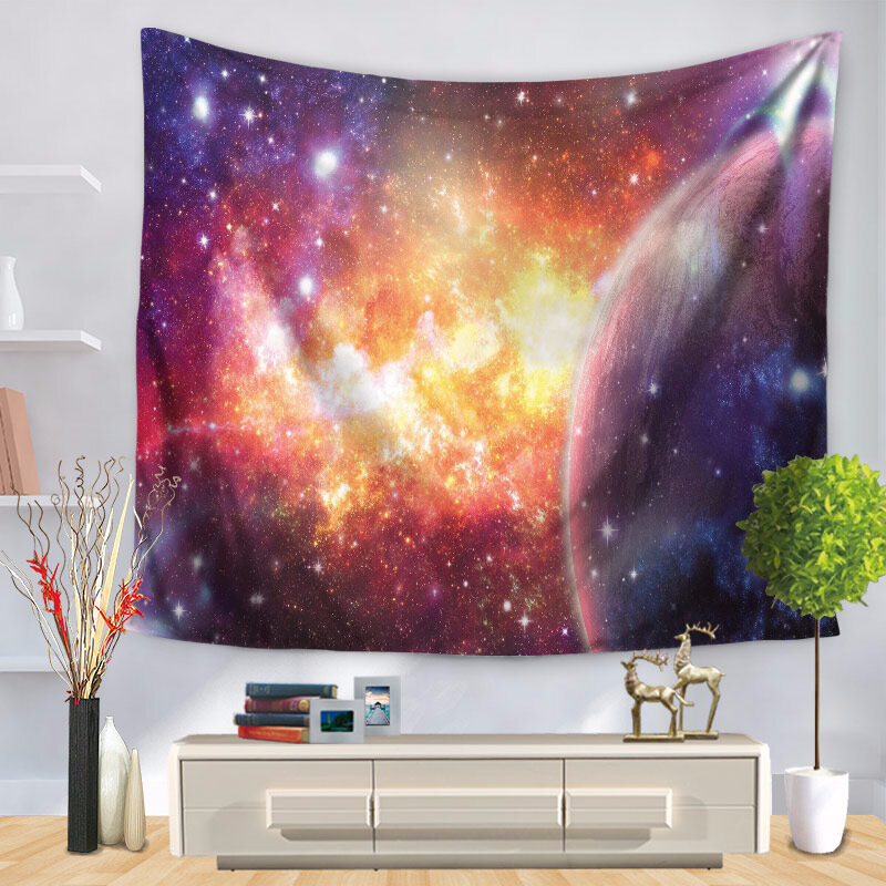 

Galaxy Wall Hanging Landscape Planet Tapestry, White