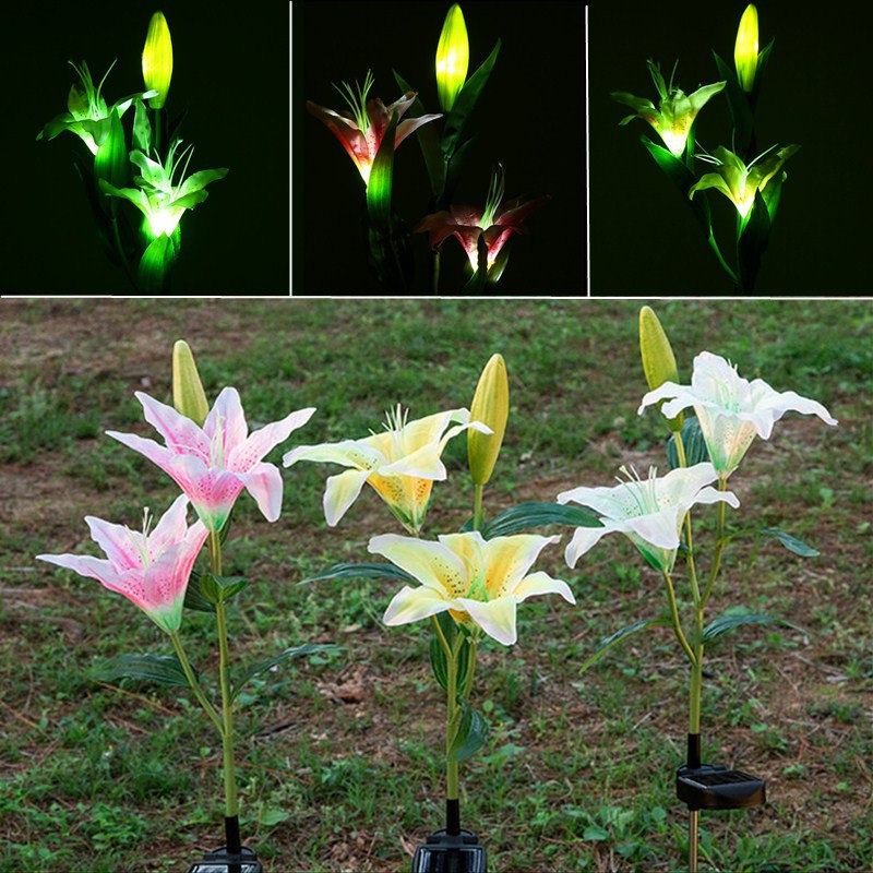 

Solar Power Flower Garden Stake Landscape Lamp Outdoor Yard Lily Light, Pink yellow