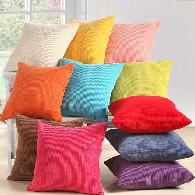 

Square Candy Color Corn Cushion Cover, Orange green purple coffee white yellow navy