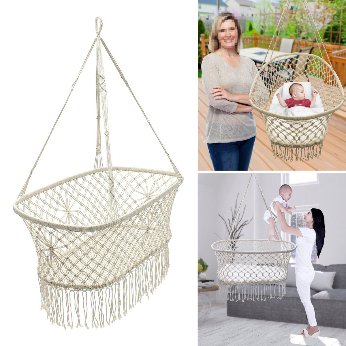 

Baby Hanging Hammock Woven Rope Swing Patio Chair Seat