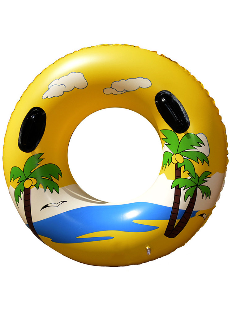 

Coconut Tree Cyclone Printing Inflatable PVC Adult Thickening Swimming Ring Life Buoy, White