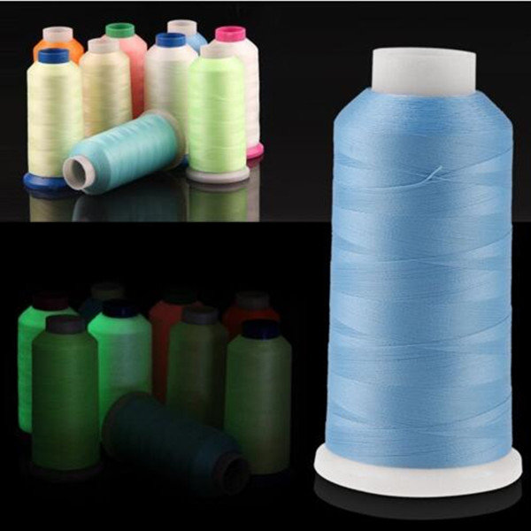 

1000 Yards Spool Luminous Glow In The Dark Machine Hand Embroidery Sewing Thread, Golden light blue white