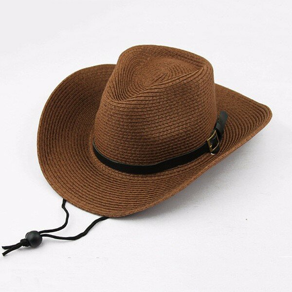 

Men Women Straw Wide Brim Sun Hat Cowboy Cap Summer Beach Sun Hats, White coffee khaki white