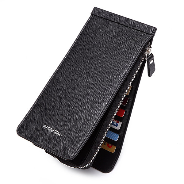 

26 Card Slots 6.6 Inches Phone Bag Long Trifold Wallet, Blue black light coffe deep coffee