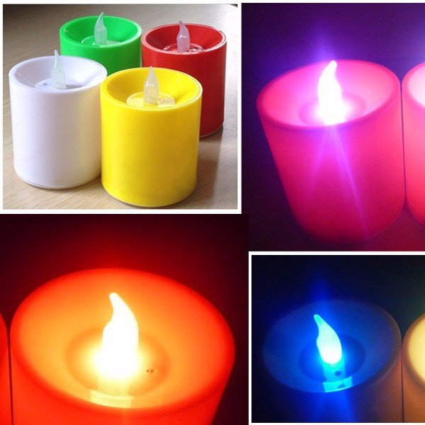 

LED Flickering Electronic Colorful Voice Control Candles Light Holiday Decoration