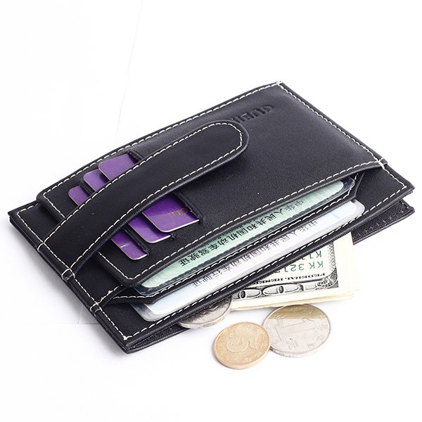 

Genuine Leather Multi-functional Card Holder Coin Bag Wallet, Black brown