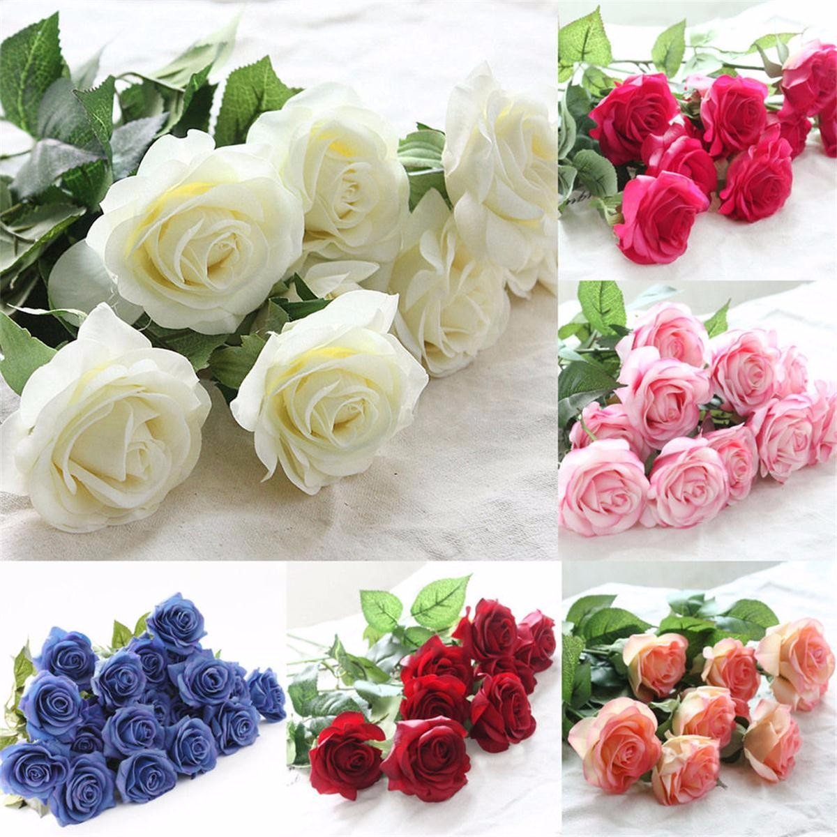

Artificial Real Latex Touch Rose Flowers, Yellow royal blue lemon yellow red colorful pink champagne white