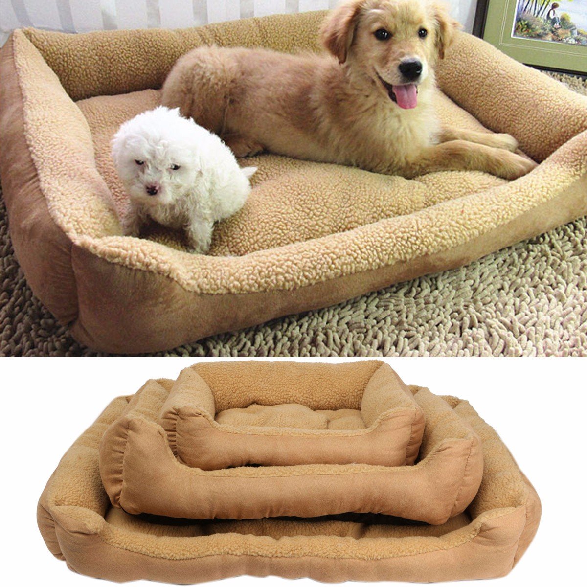 

Dog Puppy Cat Pet Soft Cotton Fleece Cozy Warm Nest Bed, White