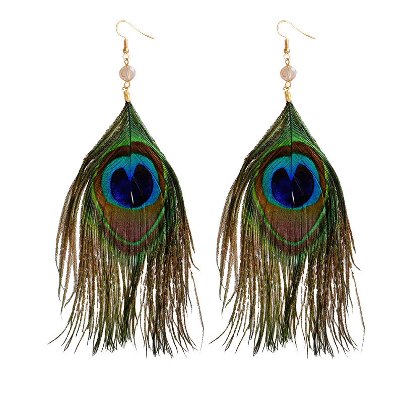 

Peacock Feather Dangle Earrings