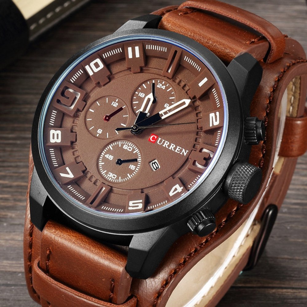 

Fashion Men Quartz Wristwatch, White brown black coffee grey