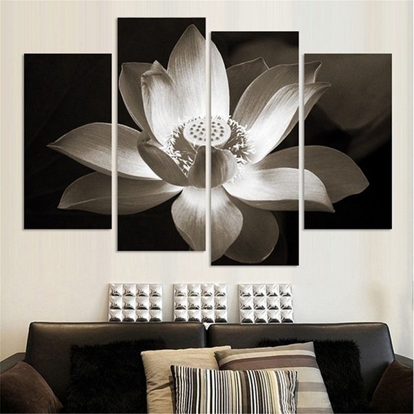 

Frameless Abstract Lotus Pattern Canvas Painting Pictures For Wall Decor