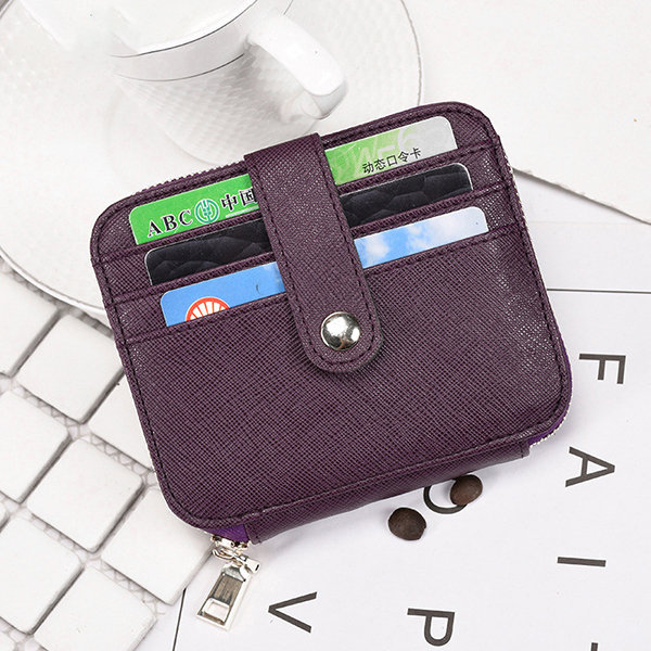 

Women RFID Genuine Leather Bifold 12 Card Slot Wallet, Blue purple