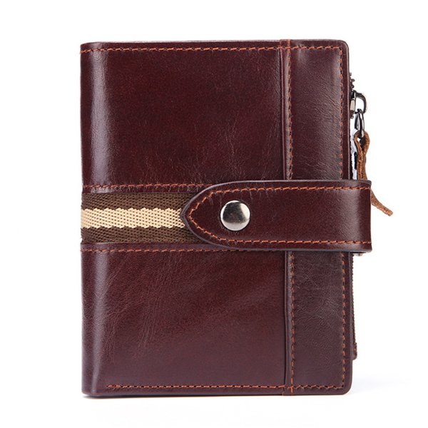

Genuine Leather Multi-functional Multi-slot Trifold Wallet, Coffee