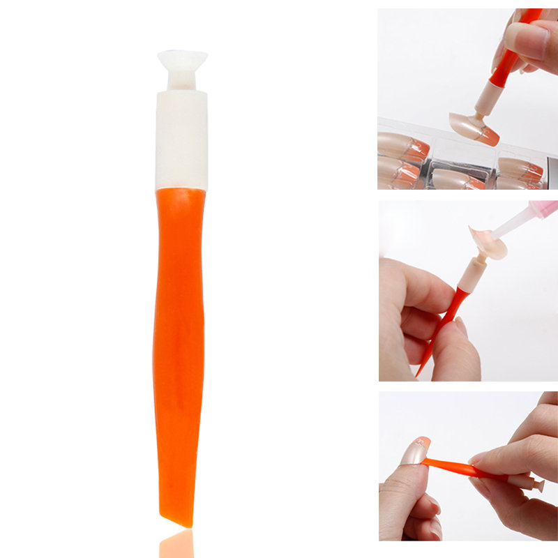 

1Pc False Nail Tips Picker Nails Art Equipment Manicure Pedicure Toenail Sucker Tool, Orange