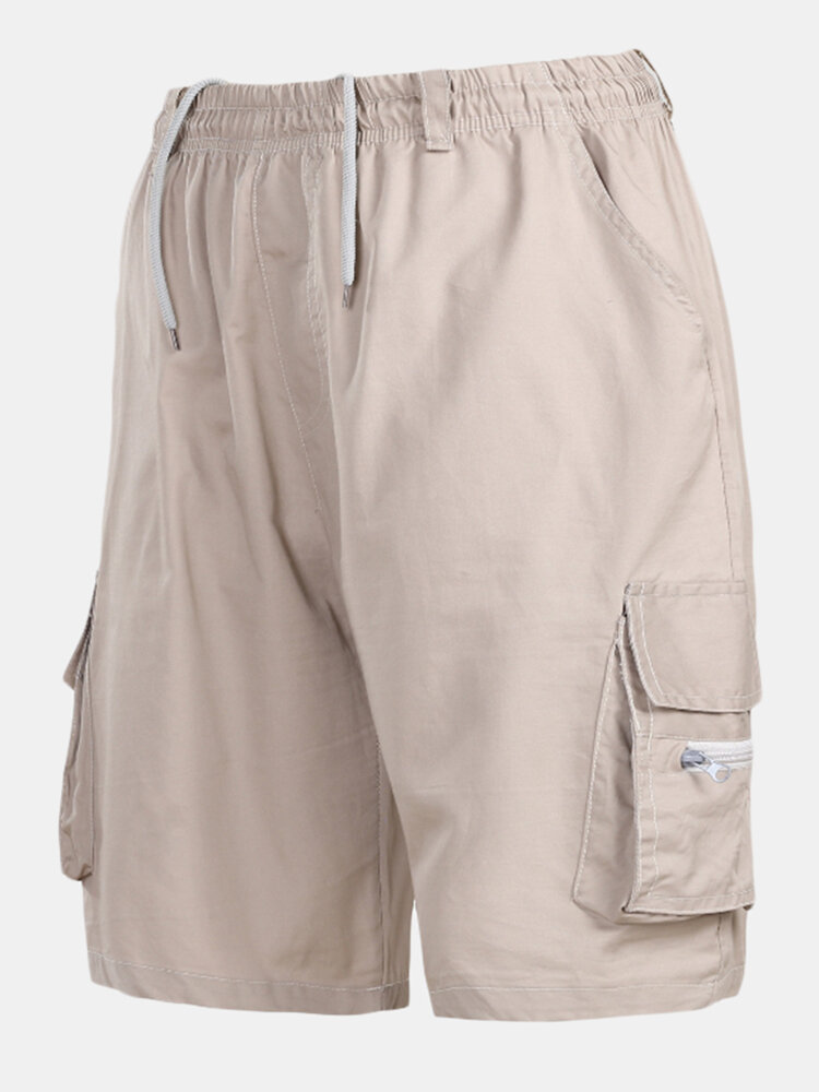 

Multi-pocket Knee Length Cargo Shorts, Brown black navy creamy white army green