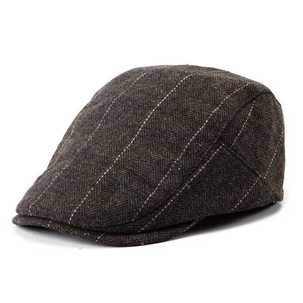 

Men Woolen Cotton Blend Beret Cap Gird Blank Newsboy Adjustable Thick Golf Cabbie Hat, Light grey black dark grey