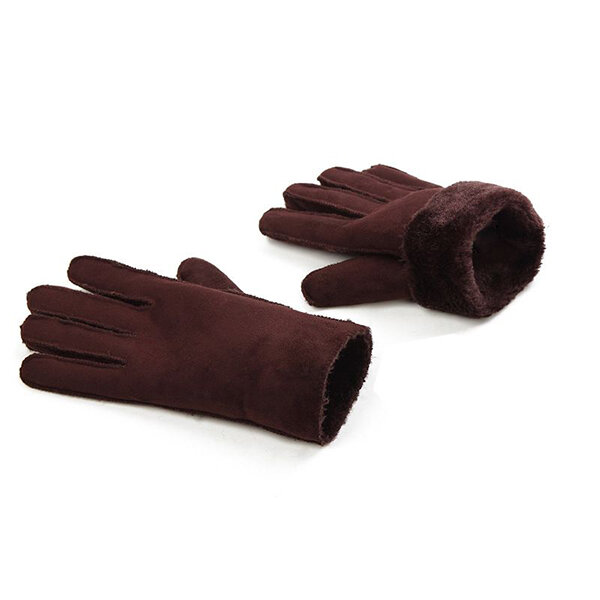 

Outdoor Windproof Suede Plush Inside Gloves For Mens, Black coffee camel grey