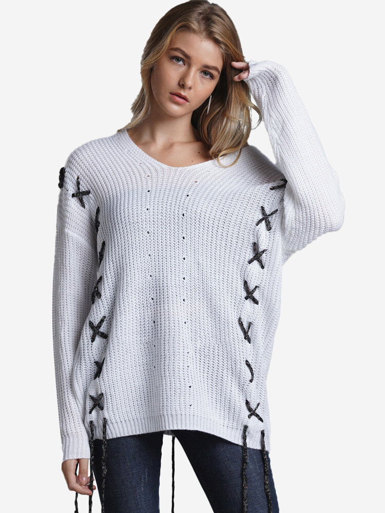 

Overlapping Overhead Loose Sweater