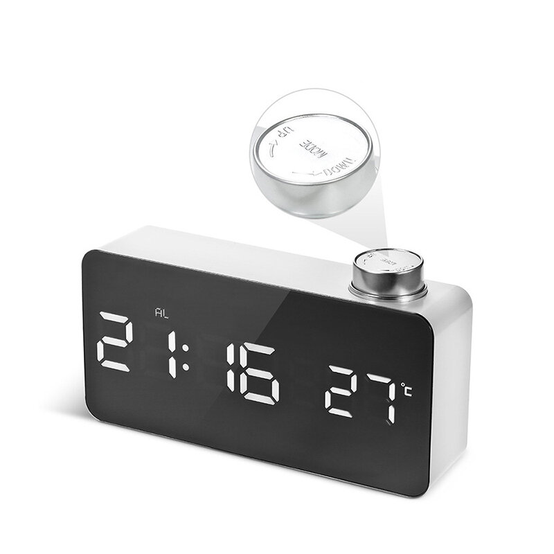 

Digital LED Mirror Alarm Clock, White light