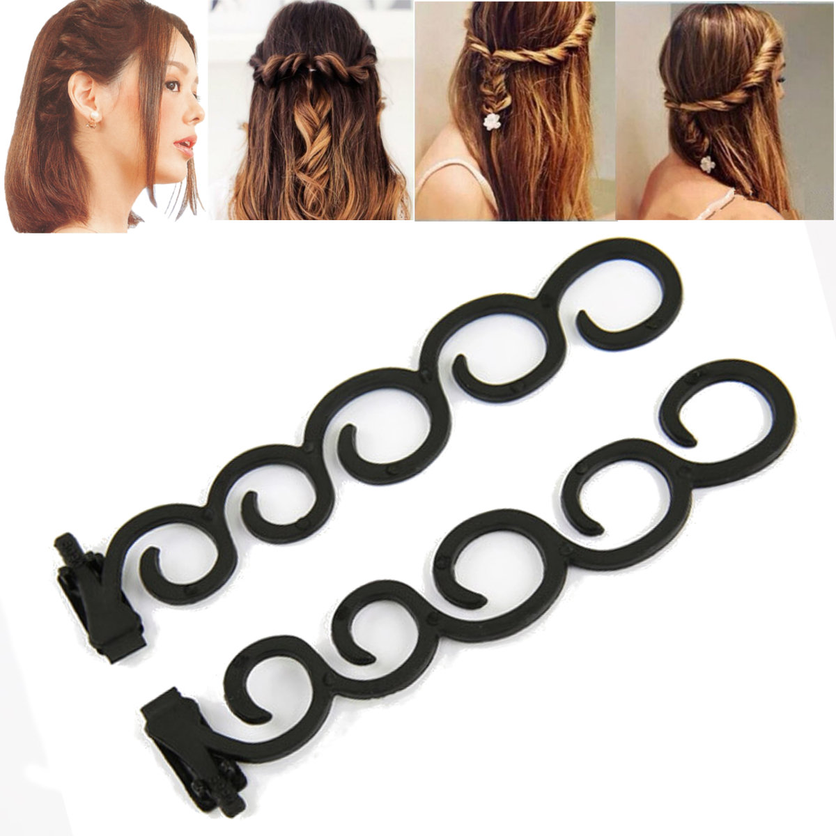 

2Pcs Waterfall Braid Twist Roller French Back Hair Styling Clip Tool