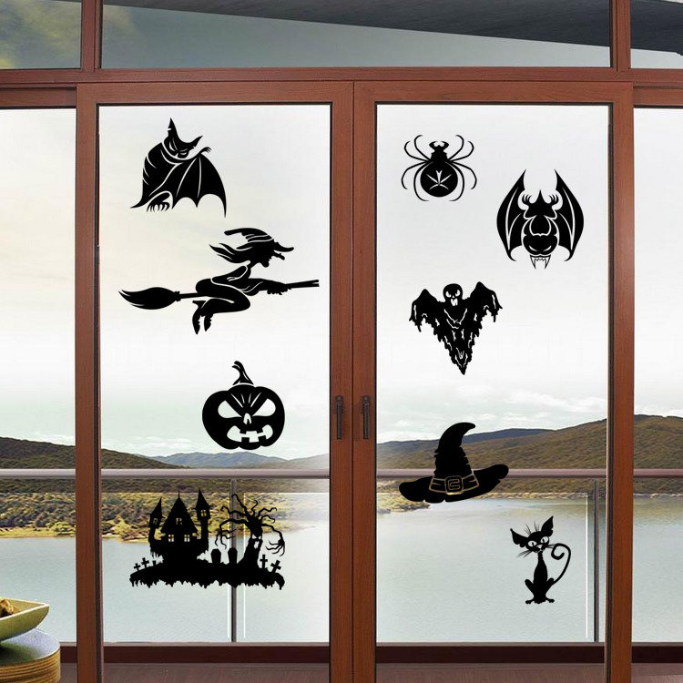 

Halloween Series Witch Carved Wall Stickers Can Remove Water