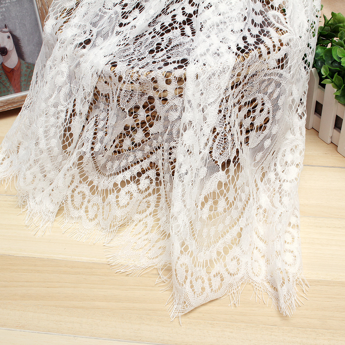 

1YARD Eyelash Lace Fabric White Floral DIY Cotton Ivory Graceful Bridal 59'' Width