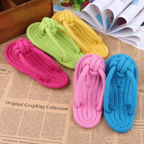 

1pcs Pet Toys Cotton Rope Braided Slippers Candy Colorful Dog Cat Toys for Play Interactive Games, White