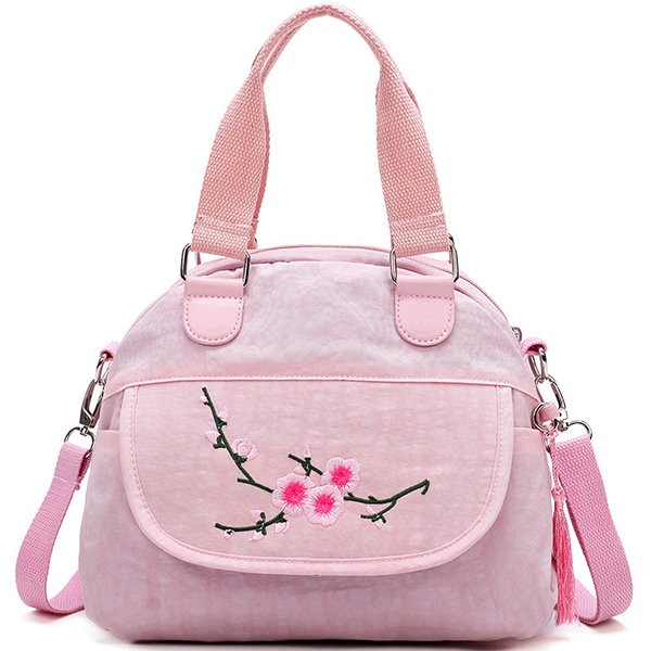 

Flower Pattern Nylon National Style Handbag Shoulder Bag, Purple blue pink light purple dark blue sky blue