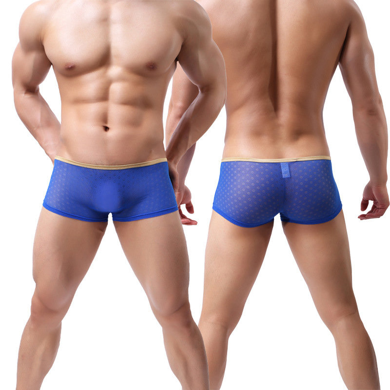 

Gold Waistband Lace Boxers, White black skin color blue
