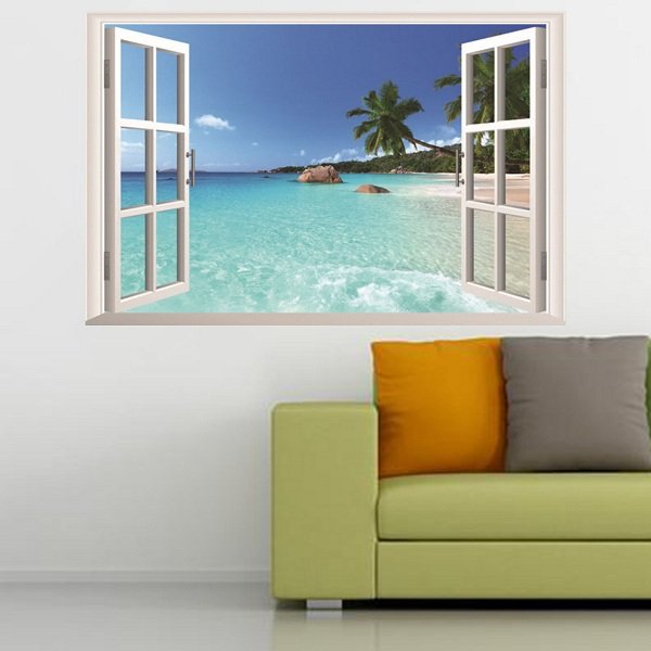 

3D Palm Beach Removable Art Stickers Vinyl Decal Home Wall Window Decor