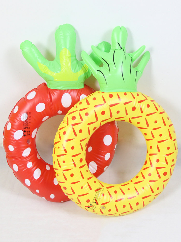 

Lovely Strawberry Pineapple Shape Inflatable Life Buoy Swimming Ring For Children, Yellow