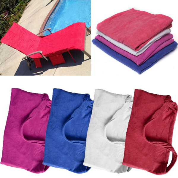 

Microfiber Lounge Chair Beach Towel With Pockets Holidays Sunbathing Quick Drying Towels, Blue white pink purple