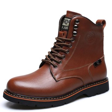 Men's Metal Eyelets High Top Water Resistant Classic Work Casual Boots