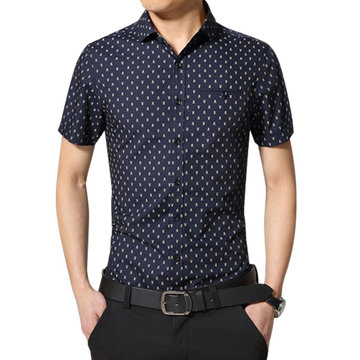 Designer Men's Fashion Casual Grids Polka-dot Business Short-sleeved ...
