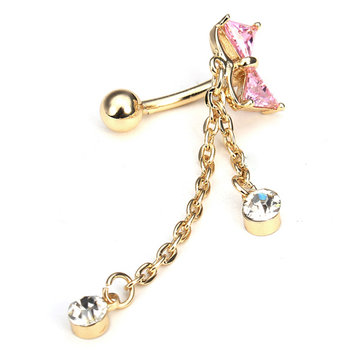 Bowknot Crystal Bow Belly Ring Body Piercing