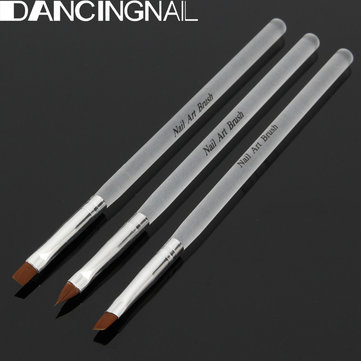 DANCINGNAIL 3 Pcs Transparent Nail Art Acrylic UV Gel Design Brush Set SKU276171 