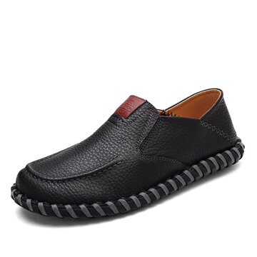 Men's Stitching Soft Sole Flat Shoes Slip On Casual Driving Loafers